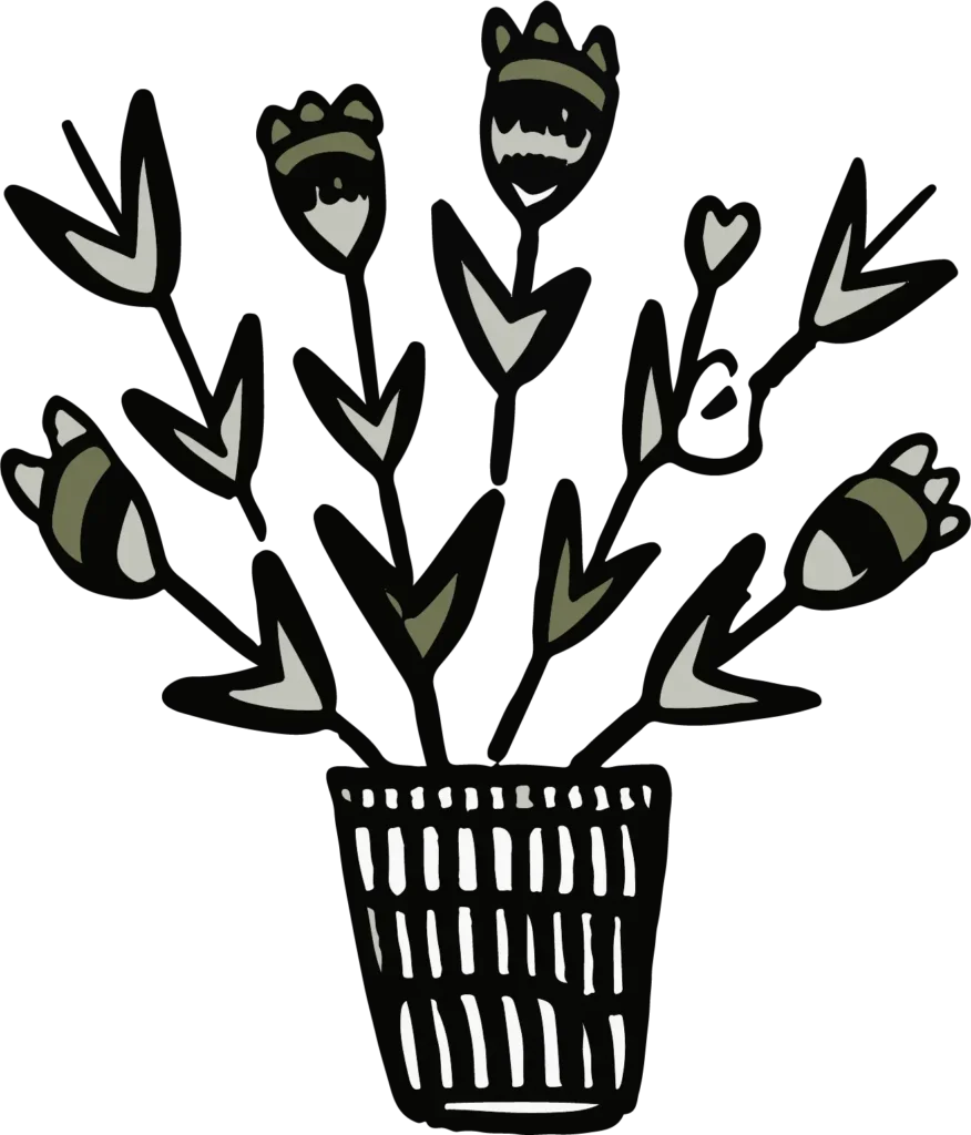 Flower chromatic style stroke drawing vector illustration pot